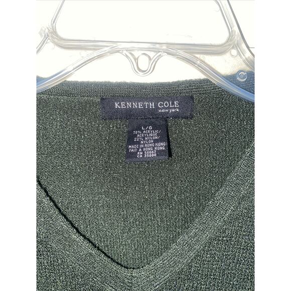 Vtg 80s 90s Kenneth Cole New York V Neck Pullover Sweater Dk Green Size Large - Picture 2 of 4